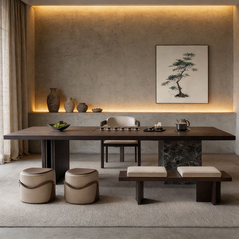 新中式岩板茶桌高级感茶室会客现代2026新款禅意实木泡茶台高端,住宅家具,家用茶台/茶桌,淘宝优惠券,粉丝福利购,淘宝优惠卷