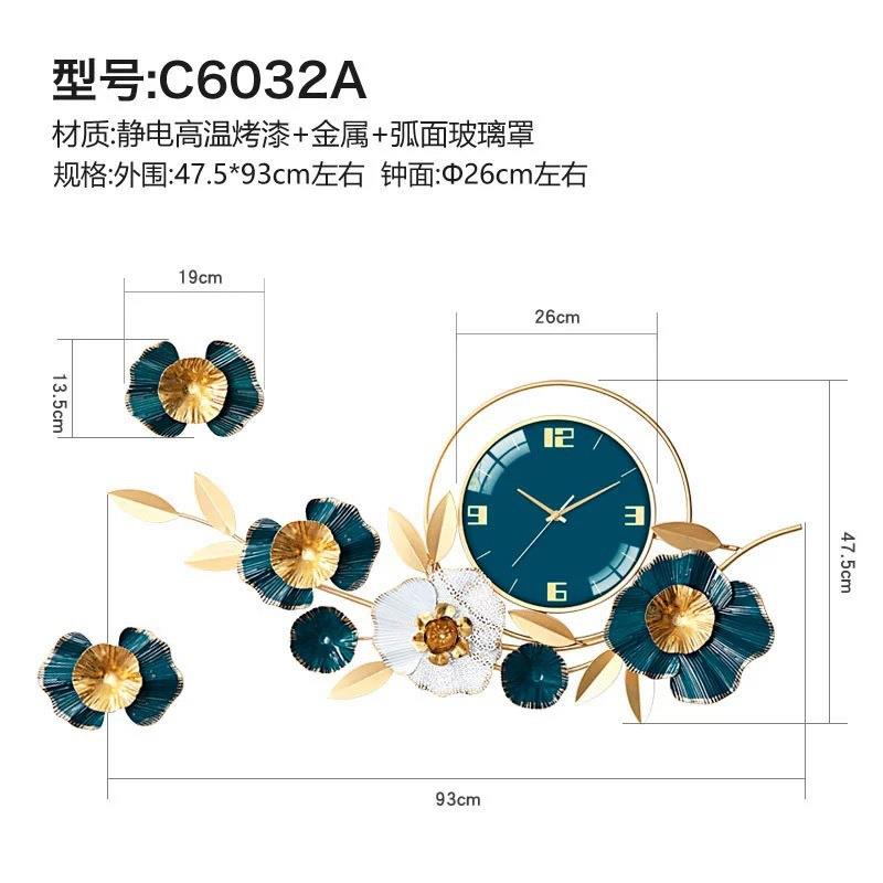 新中式创意钟表挂钟客厅装饰餐厅装饰家用个性时尚钟饰品轻奢立体