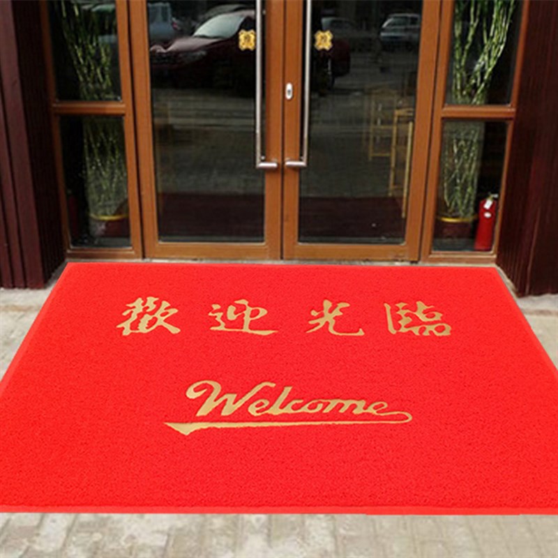 加厚欢迎光临地毯迎m宾地垫进门防滑餐厅店铺PVC塑料脚垫门垫包邮