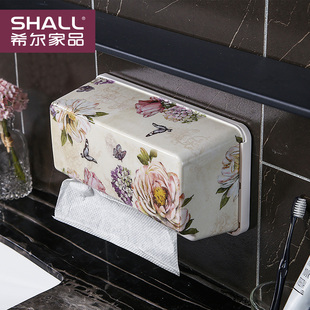 希尔厕所免打孔倒挂卫p生间擦手纸洗手台吸盘壁挂式纸巾盒卫生纸