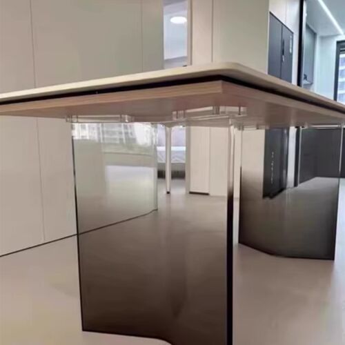 亚克力桌腿支f架定制透明渐变V型T型餐桌脚岩板岛台吧台茶几书桌