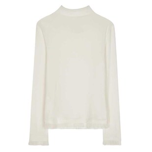 芝士兔 白色f打底衫女2新款0z24小众假两件黑色高领内搭显瘦长袖