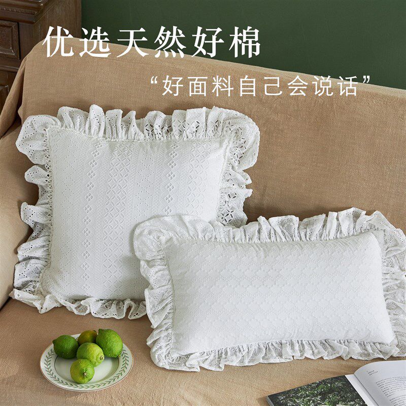法式蕾丝抱枕 白色简约ins现代方枕腰枕欧式靠垫沙发卧Z室靠枕靠
