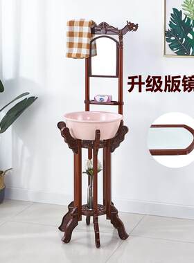 仿古洗脸盆架子落地老式脸盆置物架家用浴室收纳简易卫生间放盆架