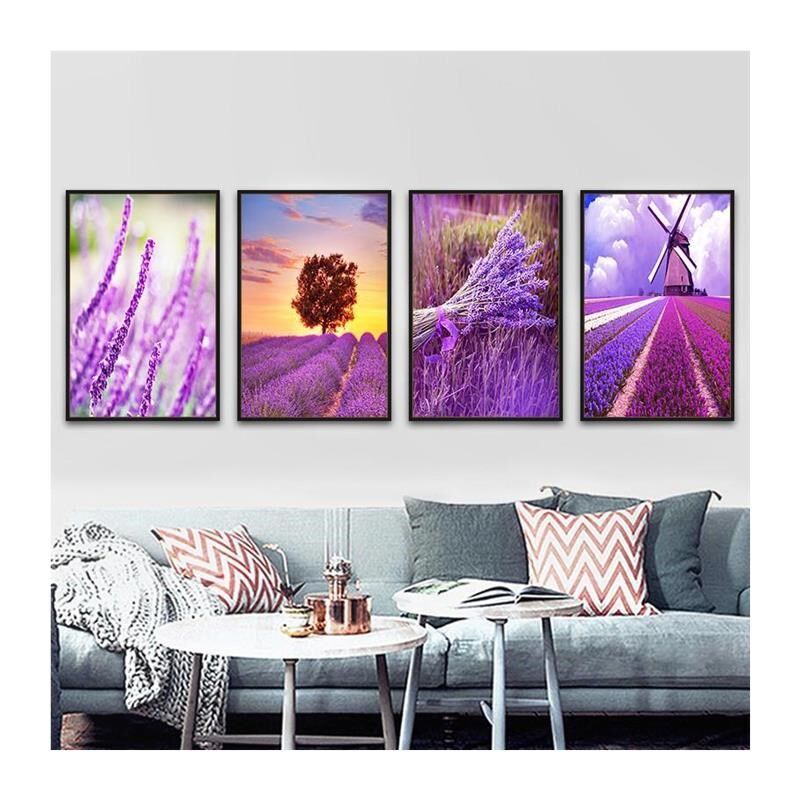 简约壁画客厅大气中式新有框背景D装饰画现代沙发四联后面挂画墙