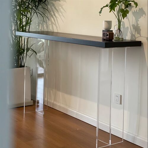 亚克力悬浮吧台桌客厅隔断靠墙桌子家用阳台O长条窄桌高脚桌椅组