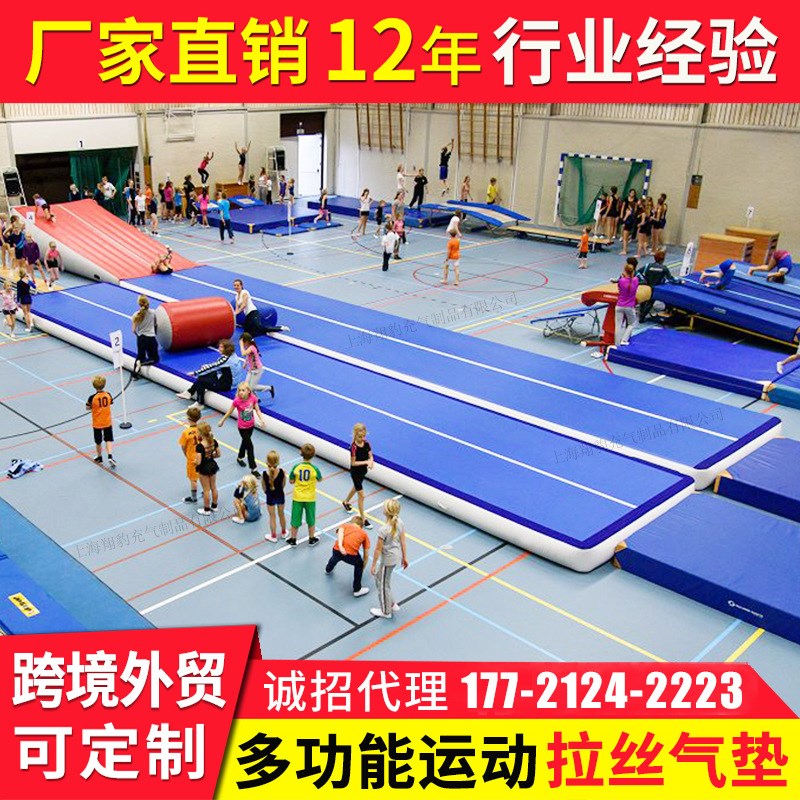 跆拳道气垫PVC充气摔跤垫后空翻武术训练防护体操瑜伽垫子可折叠