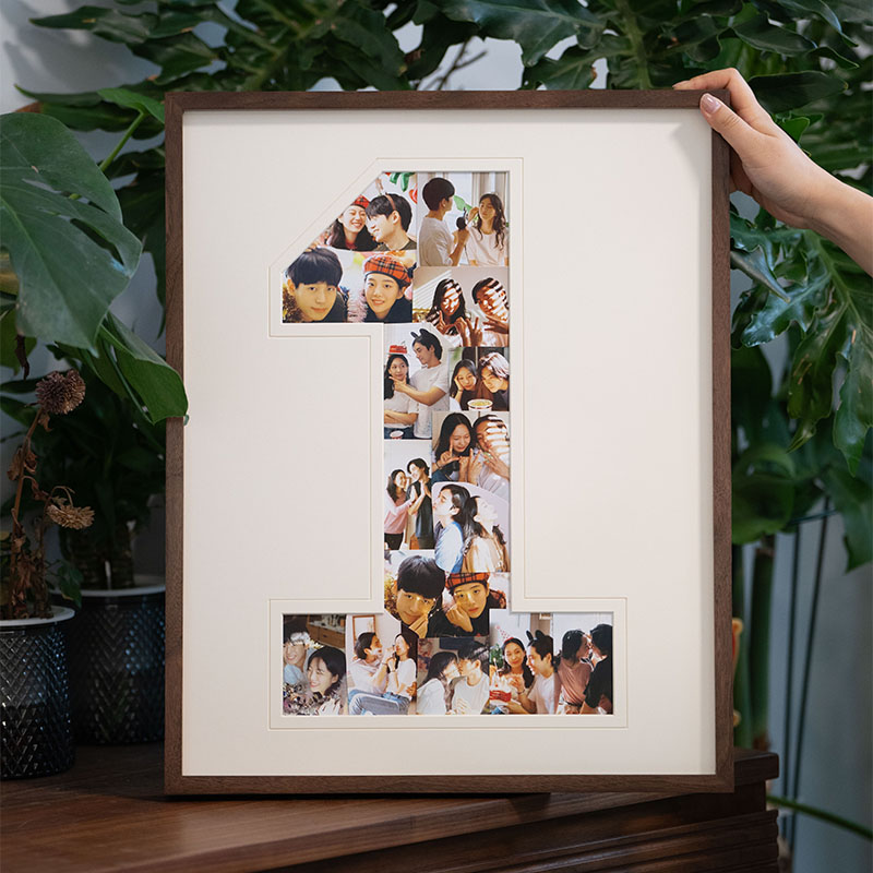 一周年纪念相框挂墙diy定制照片C打印情侣夫妻宝宝1岁礼物实木画