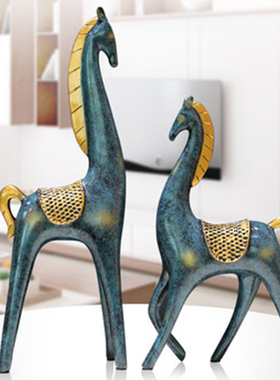 北欧招财情侣马摆件家居客厅入户玄关装饰品摆设乔迁新居开业礼品