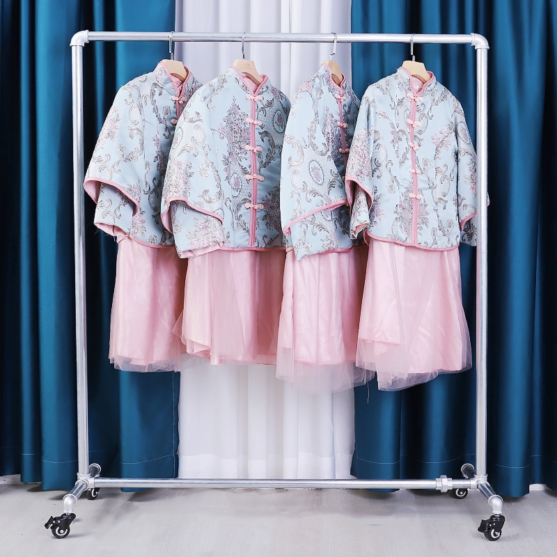 服装店展示架落地式挂衣架带轮水管晾衣架可移动服装架铁艺龙门架