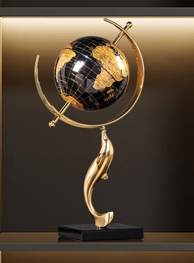 铜地球仪摆件轻奢高档领导办公室桌面高端大气高级客厅玄关装饰品
