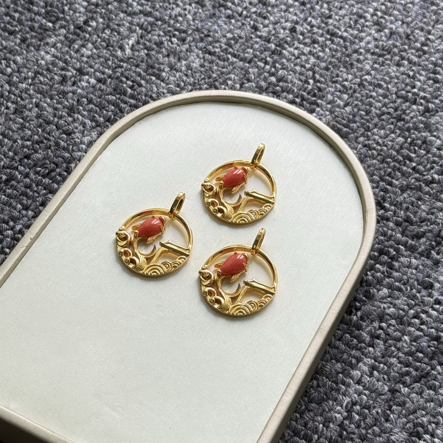 妙珍宝天然沙丁红珊瑚吊坠