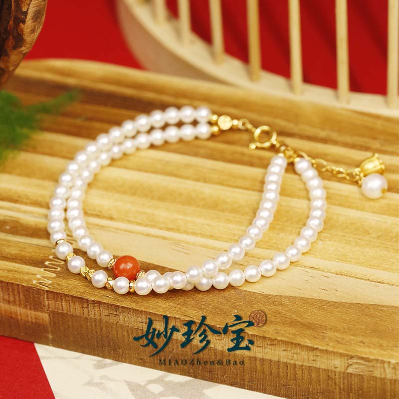 MIAOZhen&Bao天然红珊瑚珍珠链