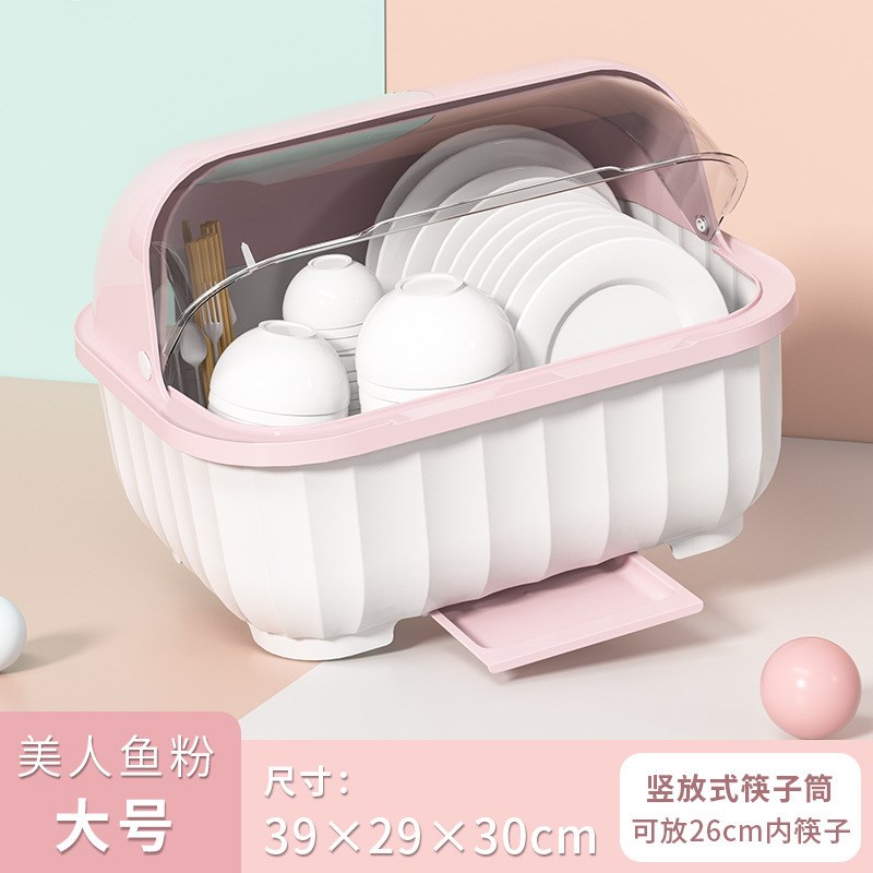 碗筷收纳盒碗盘柜带盖子装t餐具碗盘箱放碗家用置物厨房碗架沥水