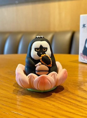 佛系卡皮巴拉好运连连木鱼可v爱猪猪汽车摆件莲花底座公仔桌面装