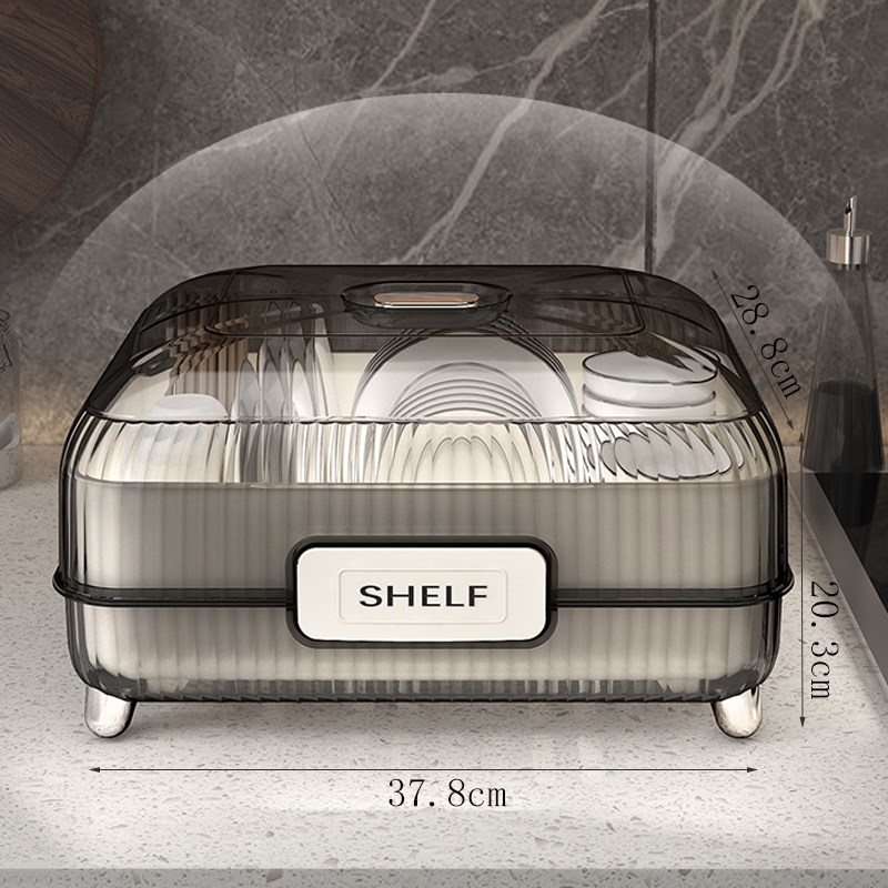 碗筷餐具收纳盒大容量厨房台面碗架沥水架新款Q防尘带盖碗碟置物