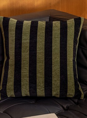 中古轻奢黑绿色系组合抱枕新中式复古刺绣竹纹抱枕民宿Y靠垫腰靠