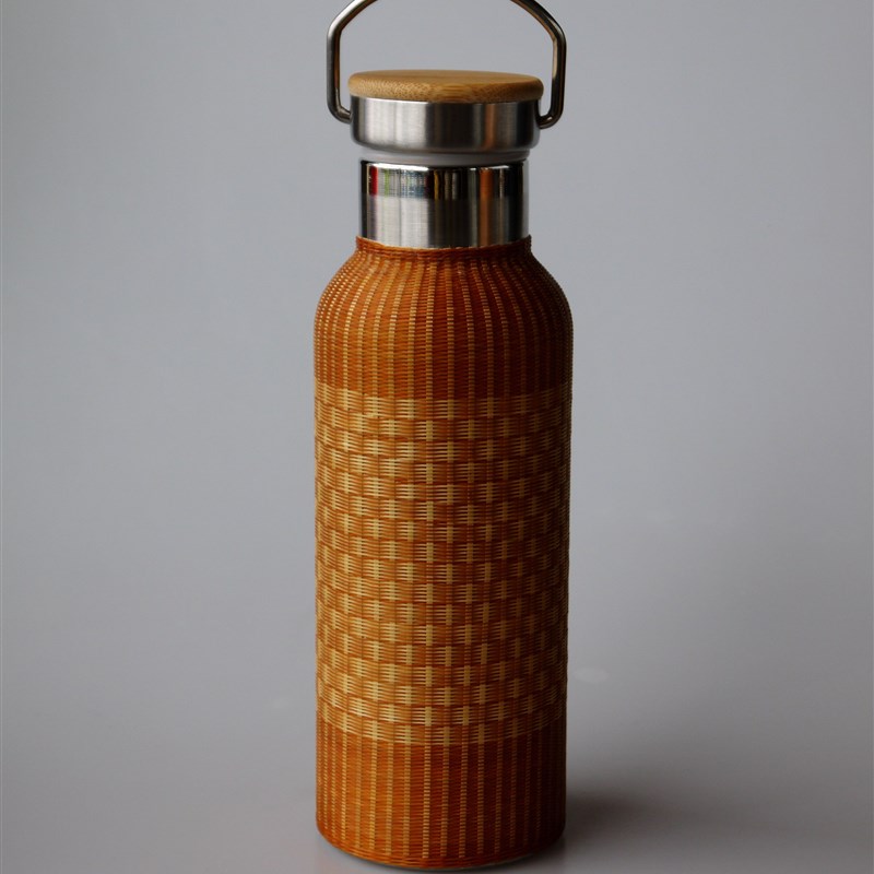 特色瓷胎竹编茶杯竹丝扣瓷保温杯热水H壶不锈钢便携旅行大容量茶