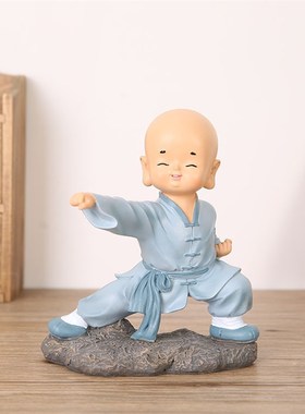 创意储蓄罐装饰品禅趣可爱公仔功夫小和尚工艺品S装饰家居树脂摆