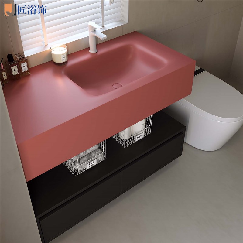 轻奢风可丽耐热压一体盆双层浴y室柜组合卫生间洗手洗脸洗漱台定