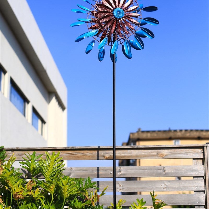 北欧风格铁艺g风车太阳能灯户外庭院装饰旋转花园露台布置摆件造