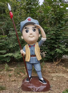 玻璃纤维仿铜铸铜人物雕塑八路军小红军I过草地双拥公园长征户外