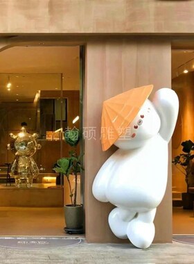 定制玻璃钢卡f通门头雕塑店铺爬墙玩偶立体卡通动物宠物网红摆件