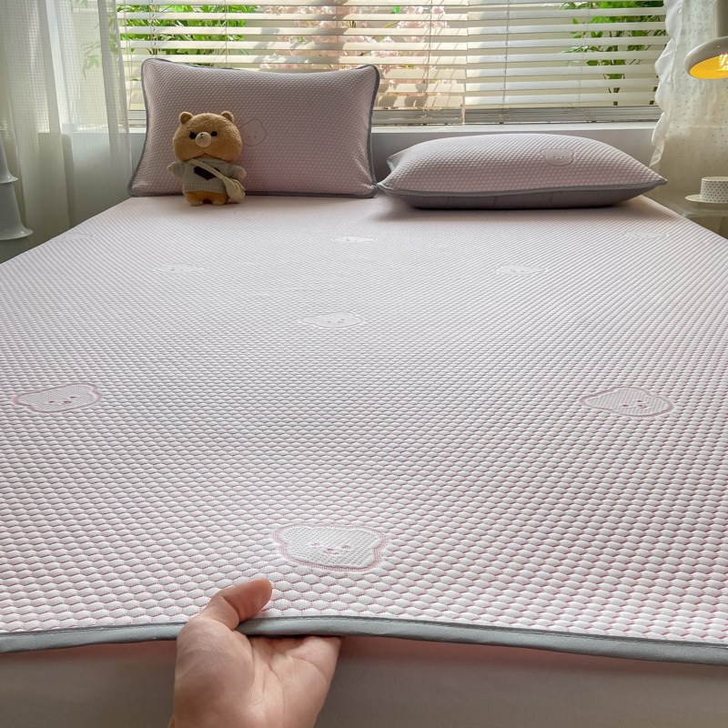 A类冰豆豆凉席2025新款学生单人提花小冰熊床笠可W机洗三件套床垫