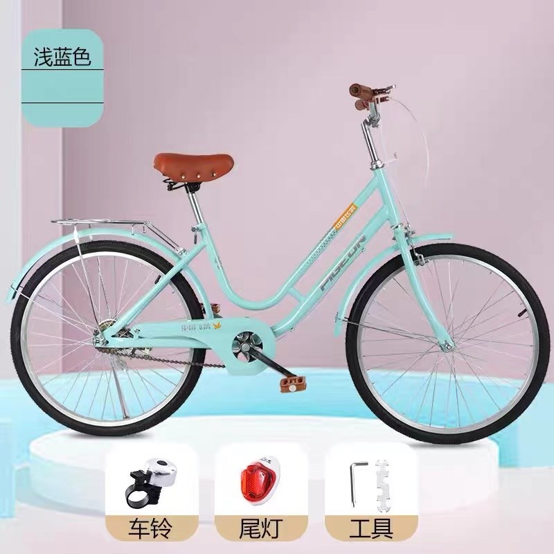 公主款轻便自行车女大学生成年女款男款上班代步24寸V26寸通勤单