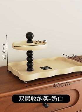 法式复古入户玄关l装饰收纳摆件置物架桌面钥匙香薰家居首饰托盘