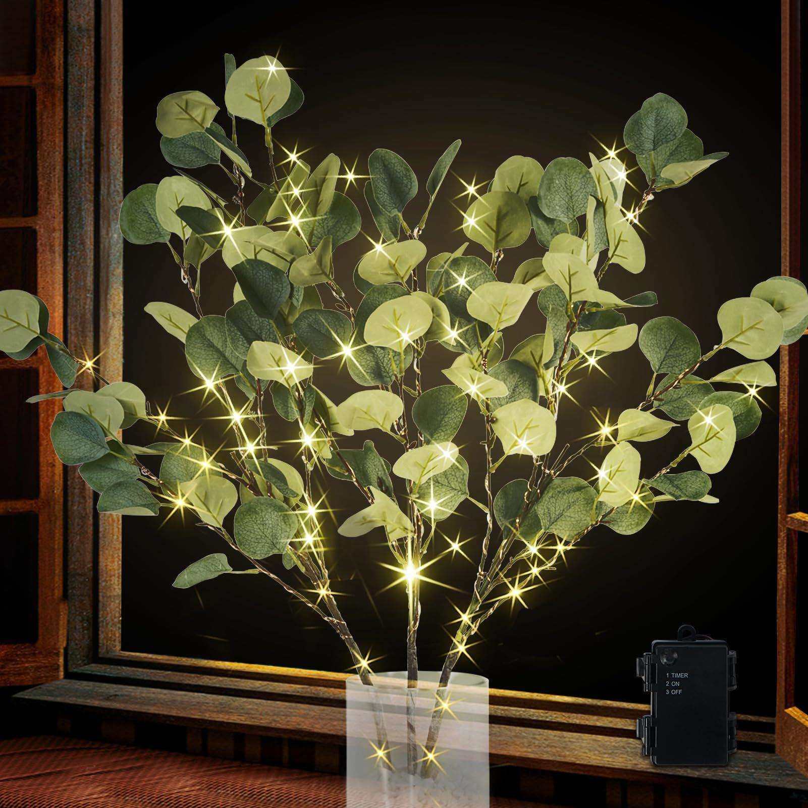 36颗LED灯串金钱叶铜线灯暖白亚马逊电商圣诞装饰尤加利叶电池灯,节庆用品/礼品,装饰灯,淘宝优惠券,粉丝福利购,淘宝优惠卷