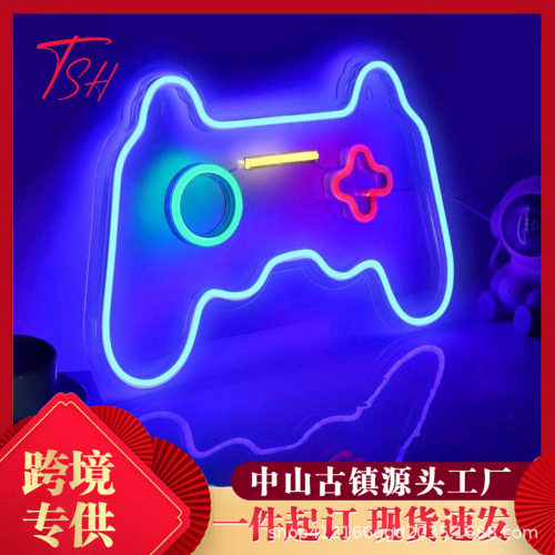 跨境led霓虹灯背板游戏手柄 透明亚克力霓虹灯 摆件节日氛围灯