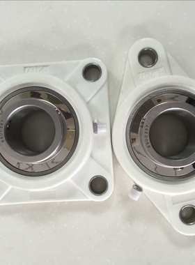 白色塑料轴承座P205F205FL205塑料带座轴承座不锈钢带底座耐腐