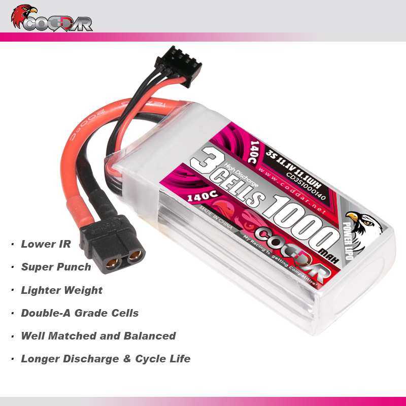 鹰氪CODDAR 1000MAH 3S 11.1V 140C竞赛花飞航模穿越机锂电池LIPO