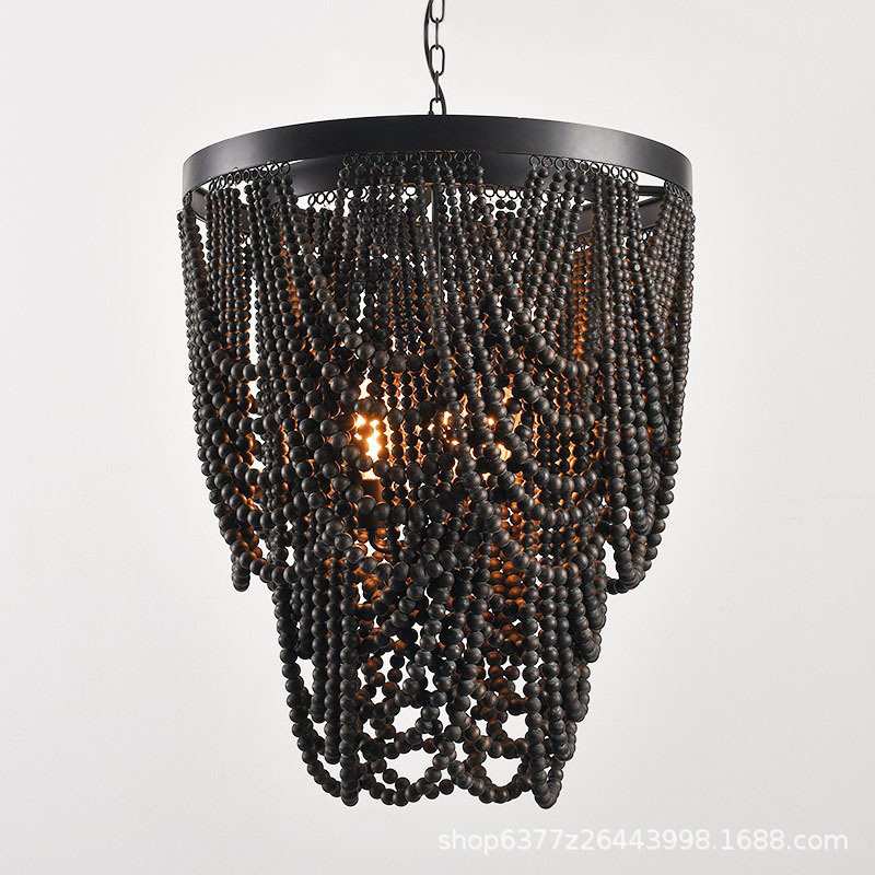 波西米亚简约吊灯复古个性木珠帘客厅餐厅公主卧室服装店摄影灯具