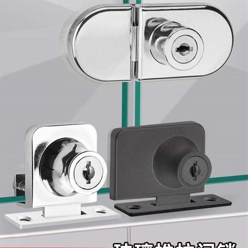 玻璃滑动门锁,h免打孔宠物柜门锁,猫柜固定扣,单开双开玻璃中锁