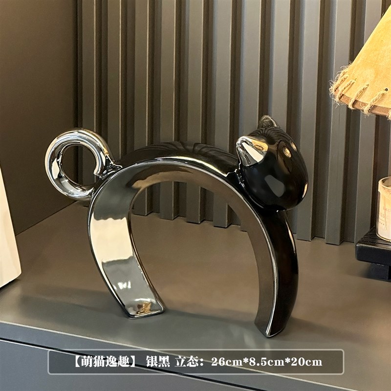 轻奢高档客厅趴趴猫摆件玄t关酒柜装饰品家居电视柜现代简约工艺