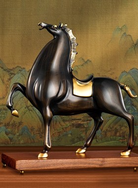 招财全铜唐c马摆件手工高档工艺品开业礼品客厅书房办公室装饰摆