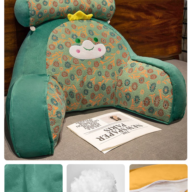 水晶绒床头靠背垫软包护腰u护背柔软宿舍卧室桌椅靠枕可拆洗垫