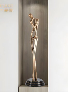 现代抽象人d物摆件客厅玄关电视柜旁高端轻奢竖高艺术装饰落地雕