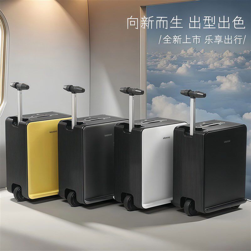 可载人电动旅行箱 20r寸登机PC材质行李箱 能骑行的可坐式箱