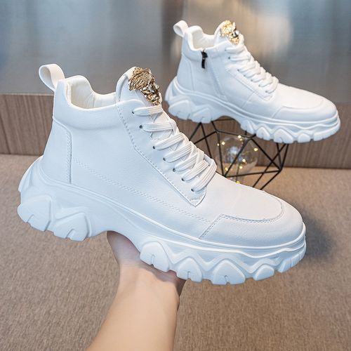 男鞋个性高帮鞋白色马丁靴内增高鞋潮男小白鞋老爹鞋休闲靴子