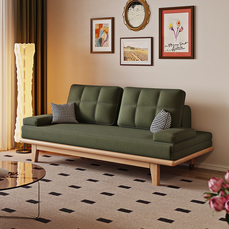 实木折叠沙发床一体两用小户型客厅阳台1米5原木风抽拉沙发可变床