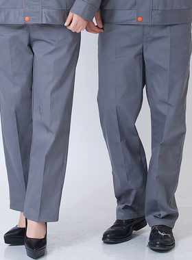 春夏款纯棉工作裤男劳保耐磨宽松工地工人机修加肥大码灰色全棉