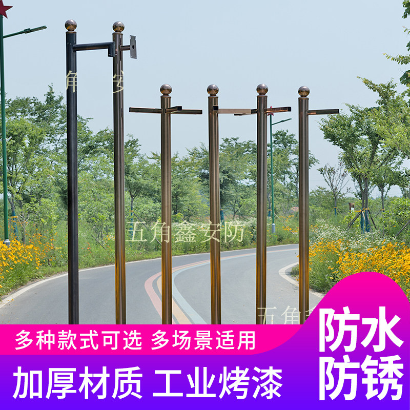 不锈钢拉丝镀铜h监控杆2.5米3米3.5米4米监控立杆不锈钢立柱支架
