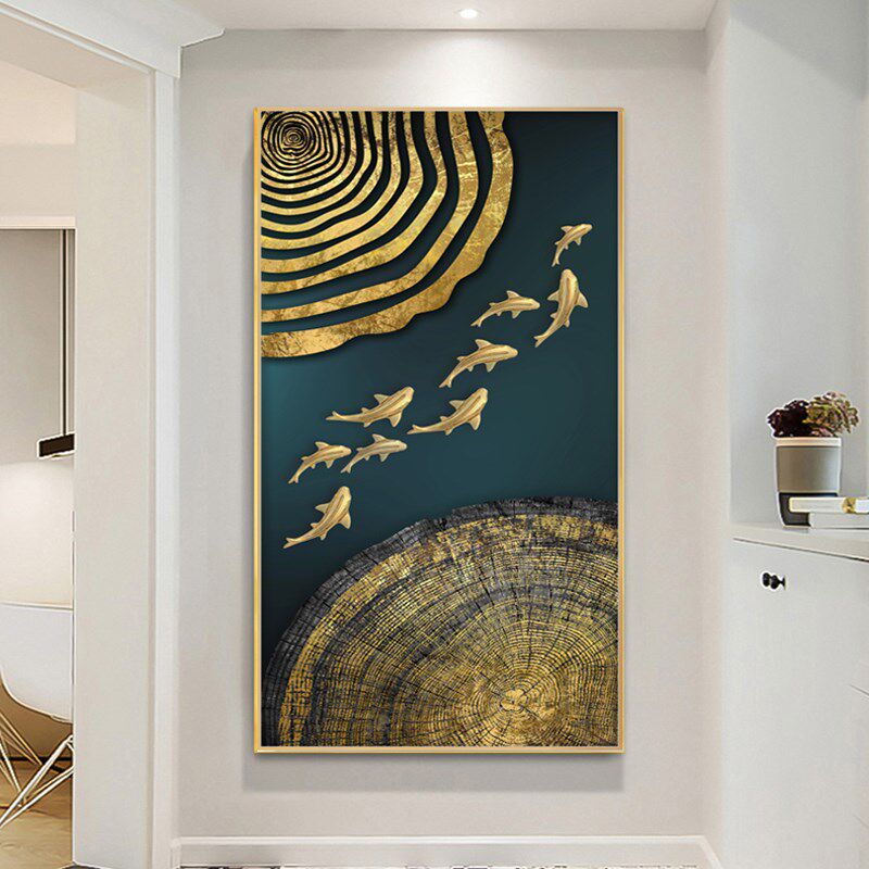 镶钻晶瓷玄关装饰画走廊竖版现代简约客厅挂画过道装饰壁画免打孔