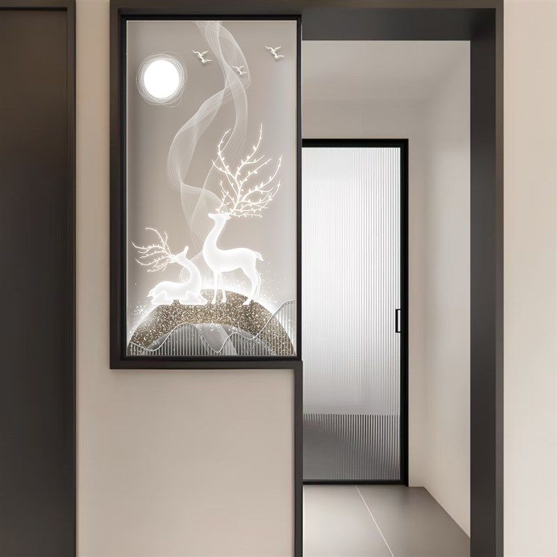 现代简约新款半墙艺术玻璃屏风隔断客厅遮挡玄关干湿卫生间洗漱台