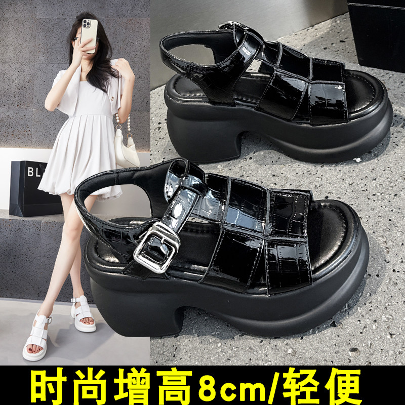 凉鞋女高跟厚底2025夏季新款外穿时尚轻便露趾粗跟小个Y子增高女