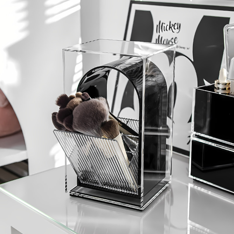 化妆刷收纳桶透明j压克力笔刷筒桌面高级感眉笔眼影散粉刷子收纳
