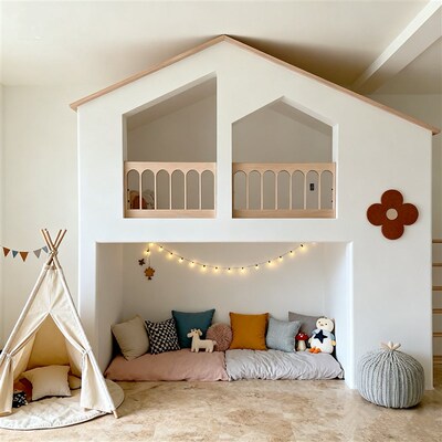 全实木树屋围栏儿童阁楼护栏加高防摔床边阳台宝宝Y树屋可定制